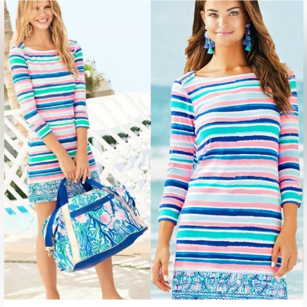 Lilly Pulitzer UPF 50+ Sophie Dress Multi Sandy Shell Stripe